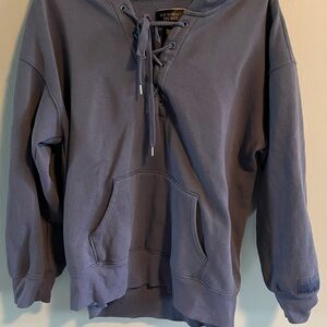 Victoria's Secret blueberry Lace-Up Sweater with Hood